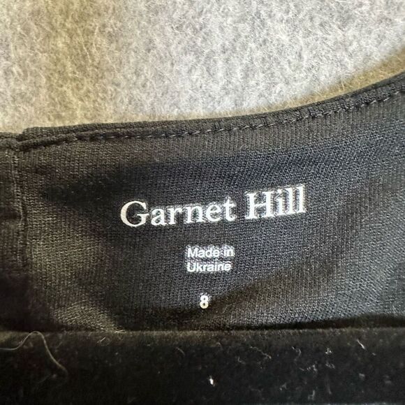 Garnet Hill Womens Size 8 Twist Front Midi Shift Dress Black Sleeveless Stretch - Picture 2 of 9